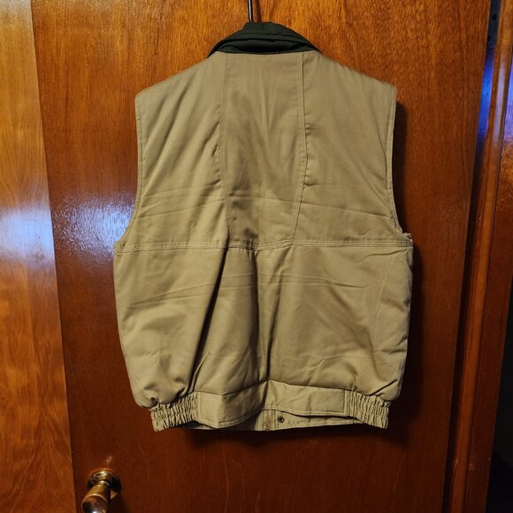 Men's Medium J. Forest & Co. Tan/Green Plaid Lined Zip Up Hunting Vest - Picture 12 of 12